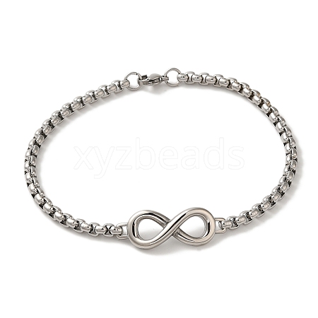 316 Surgical Stainless Steel Box Chain Infinity Link Bracelets BJEW-Q349-10AS-1