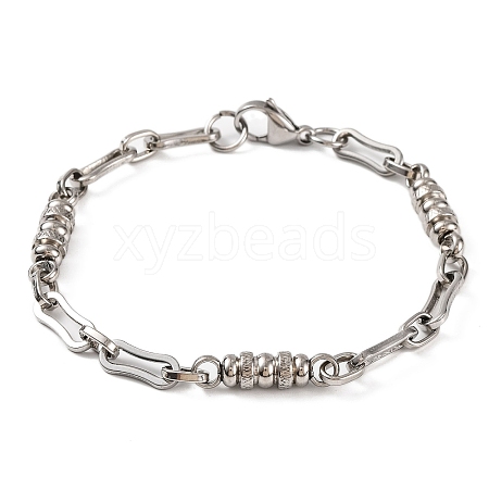 Tarnish Resistant 304 Stainless Steel Rhombus Link Chain Bracelets BJEW-B078-98P-1