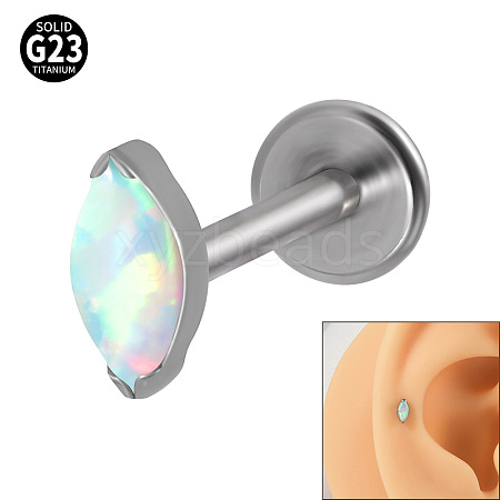 G23 Titanium Cubic Zirconia Horse Eye 17 Gauge Threadless Labrets for Women Men WG9E7C9-12-1