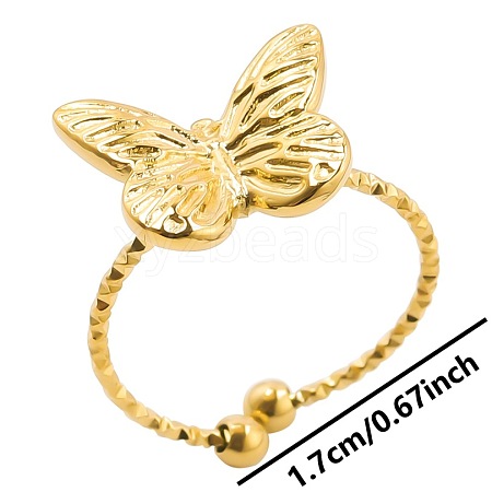 Stainless Steel Butterfly Cuff Ring for Unisex WJ8900-2-1