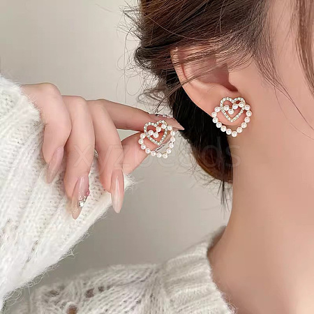 Alloy Imitation Pearl Stud Earrings WGC0511-16-1