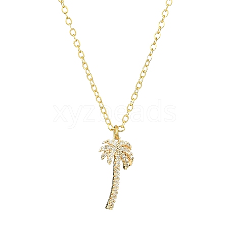 Brass Cubic Zirconia Charms Necklace for Women NJEW-JN04926-1