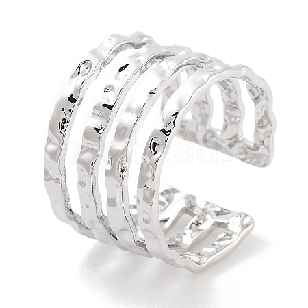 Non-Tarnish 304 Stainless Steel Multi-layer Open Cuff Rings RJEW-K273-03P-1