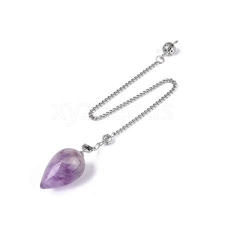 Natural Amethyst Dowsing Pendulum Pendants AJEW-N005-02D-1