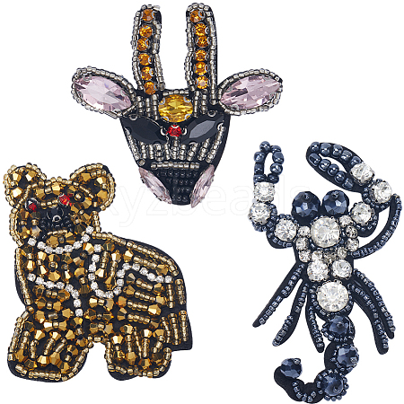 Gorgecraft 3Pcs 3 Styles Animal Rhinestone Ornament Accessories PATC-GF0001-44-1