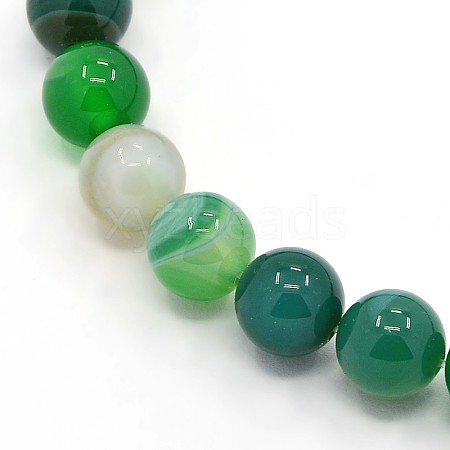 Round Dyed Natural Striped Agate/Banded Agate Beads Strands G-G582-12mm-19-1