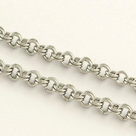 Tarnish Resistant 3.28 Feet 304 Stainless Steel Double Link Rolo Chains X-CHS-R009-07-1