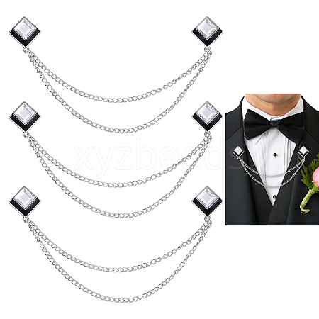 3Pcs Square Alloy Tie Clips AJEW-ME0002-89-1