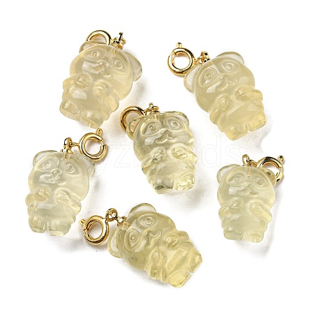 Natural Citrine Bear Pendant Decorations G-R489-15G-1