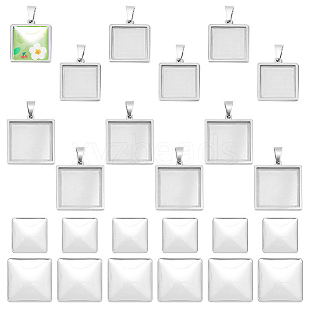 Unicraftale DIY Blank Square Pendant Making Kit FIND-UN0002-48-1