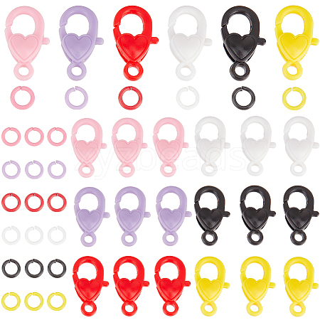 96Pcs Heart Plastic Lobster Claw Clasps FIND-SC0013-50-1