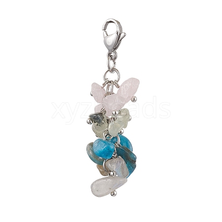 Natural Quartz Crystal & Rose Quartz & Aventurine & Amazonite Chip Beads Pendant Decorations HJEW-JM02124-01-1