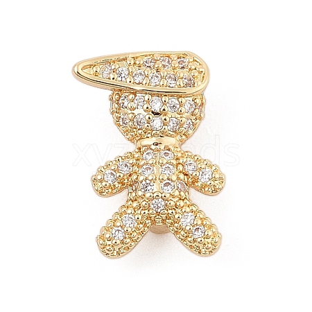 Brass Micro Pave Clear Cubic Zirconia Slide Charms ZIRC-I068-26G-1