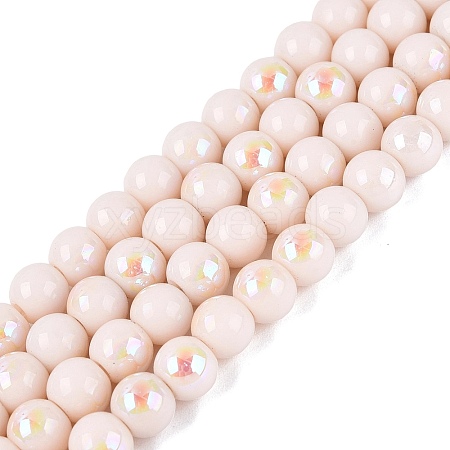 Electroplate Opaque Glass Beads Strands EGLA-Q132-6MM-01C-02-1