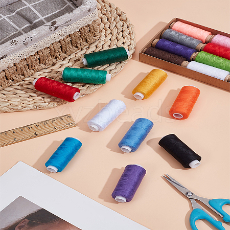 10Pcs 10 Colors Polyester Sewing Thread TOOL-LP0001-38-1
