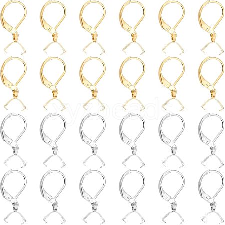 Unicraftale 40Pcs 2 Colors 304 Stainless Steel Leverback Earring Findings with Pendant Bails STAS-UN0038-64-1