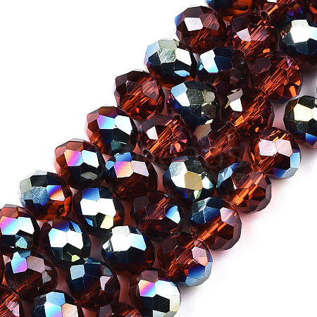 Electroplate Transparent Glass Beads Strands X-EGLA-A034-T8mm-Q18-1