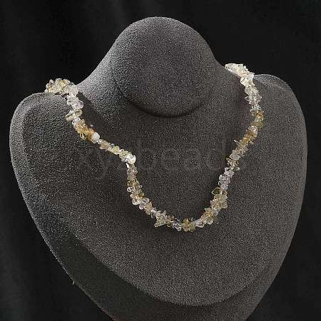 Natural Citrine Chip Beaded Necklaces for Men Women NJEW-G159-01H-1