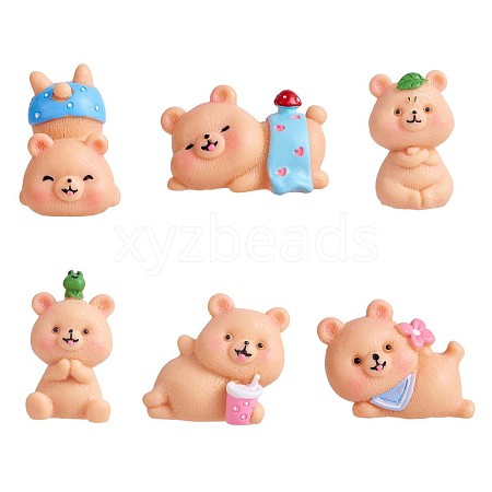 6Pcs Cute Resin Bear Figurines JX316A-1