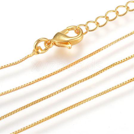 Real 18K Gold Plated Brass Box Chains Necklace Making MAK-R014-G-1