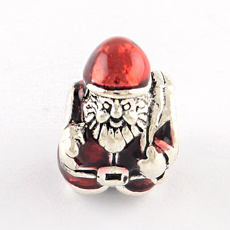 Antique Silver Plated Christmas Santa Claus Tibetan Style Alloy Enamel European Beads X-ENAM-Q421-18-1