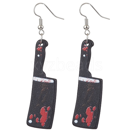 Hallowmas Printed Acrylic Dangle Earrings EJEW-JE06124-03-1