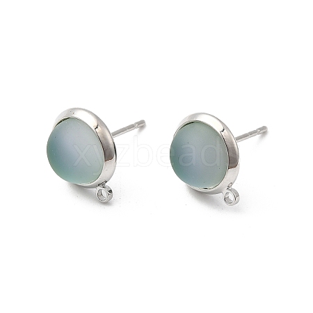 Brass Glass Stud Earrings KK-F916-05P-1