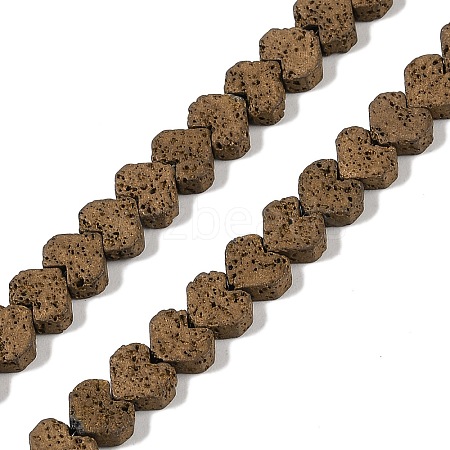 Electroplated Natural Lava Rock Beads Strands G-Q1009-G01-02H-1