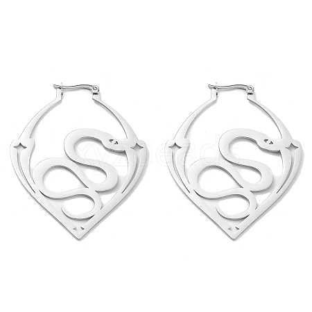 304 Stainless Steel Jar with Snake Hoop Earrings for Women EJEW-R156-01P-1