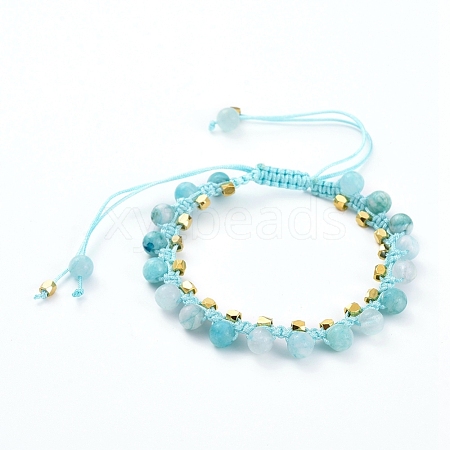 Natural Hemimorphite Braided Bead Bracelets BJEW-JB04914-04-1