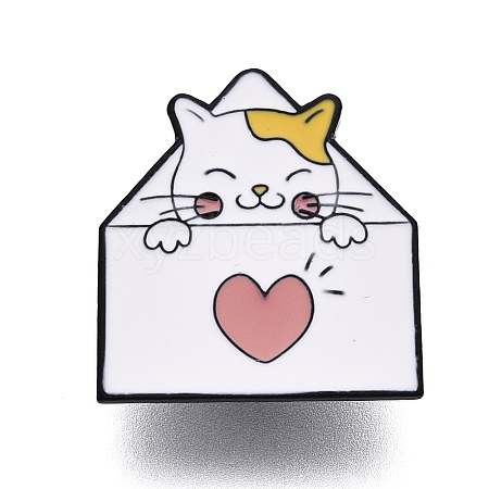 Cat with Love Letter Enamel Pins JEWB-N001-26B-1