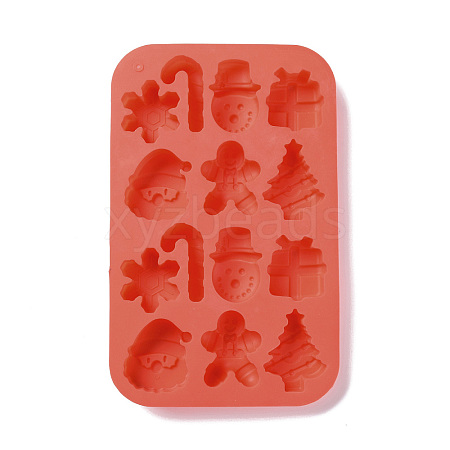 Christmas Theme Candy Cane/Snowman/Snowflake Cake Decoration Food Grade Silicone Molds DIY-E067-05-1
