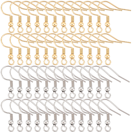 SOFPLATE 300Pcs 2 Style 304 Stainless Steel Earring Hooks STAS-SP0001-39-1