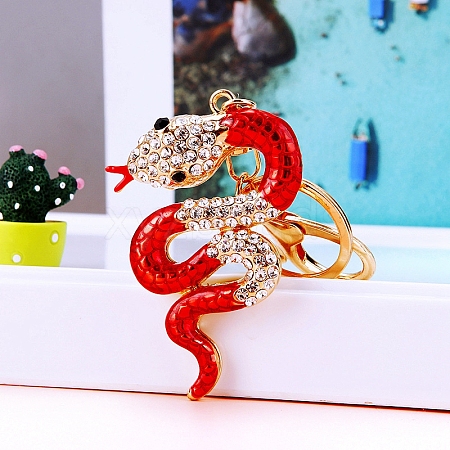 Snake Alloy Rhinestone Keychain PW-WG4B4AA-03-1