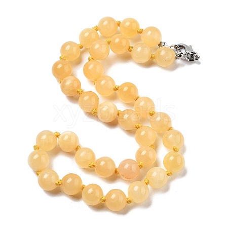 10mm Round Natural Yellow Jade Beaded Necklaces NJEW-F327-02B-04-1