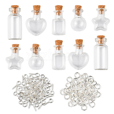 10Pcs 5 Styles Glass Wishing Bottle CON-FS0001-03-1