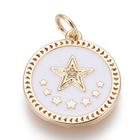 Brass Enamel Pentacle Pendants KK-O113-05B-G-1