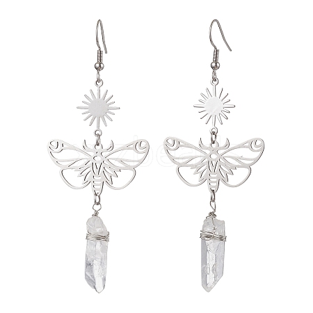 201 Stainless Steel Butterfly Dangel Earrings EJEW-JE05770-1