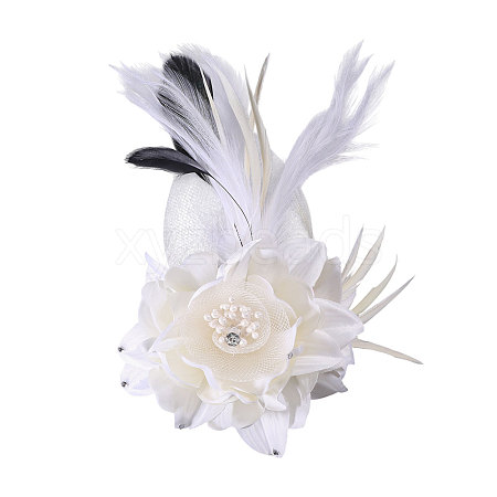 Flower Feather & Iron Lapel Pins for Clothes JEWB-WH0010-114A-1