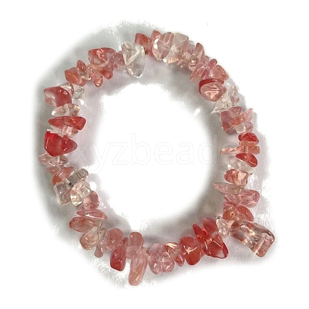 Synthetic Cherry Quartz Glass Stretch Bracelets PW-WG56138-24-1