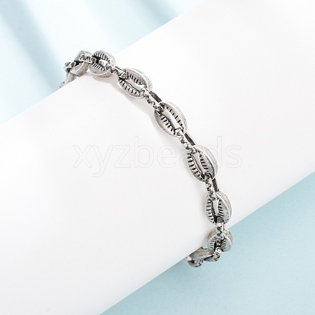 304 Stainless Steel Link Chain Bracelets for Women Men BJEW-C148-06AS-1