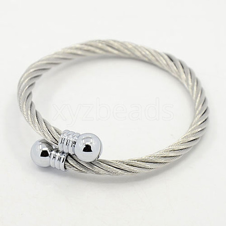 Trendy Men 304 Stainless Steel Torque Bangles BJEW-L087-01-1