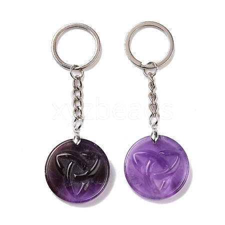 Natural Amethyst Trinity Knot Pendant Keychain KEYC-E038-02P-01-1