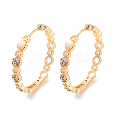 Brass with Cubic Zirconia Hoop Earrings EJEW-G363-14KCG-1