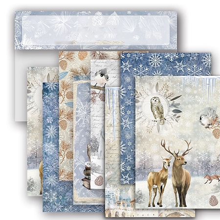 8Pcs 8 Styles Winter Theme Scrapbook Paper Pads PW-WG02545-01-1