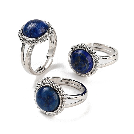 Natural Lapis Lazuli Round Adjustable Rings RJEW-K271-02P-04-1