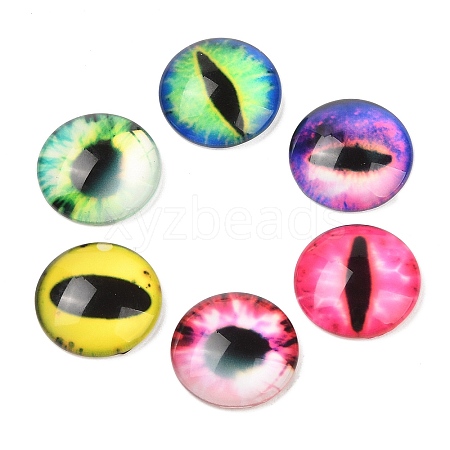 Half Round/Dome Dragon Eye Printed Glass Cabochons X-GGLA-A002-20mm-AB-1