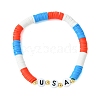 Independence Day Handmade Polymer Clay Beaded Stretch Bracelets BJEW-JB10591-1