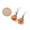 Halloween Theme Alloy Wood Pumpkin Dangle Earrings EJEW-JE05850-02-3