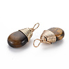 Natural Tiger Eye Pendants G-S359-294C-3